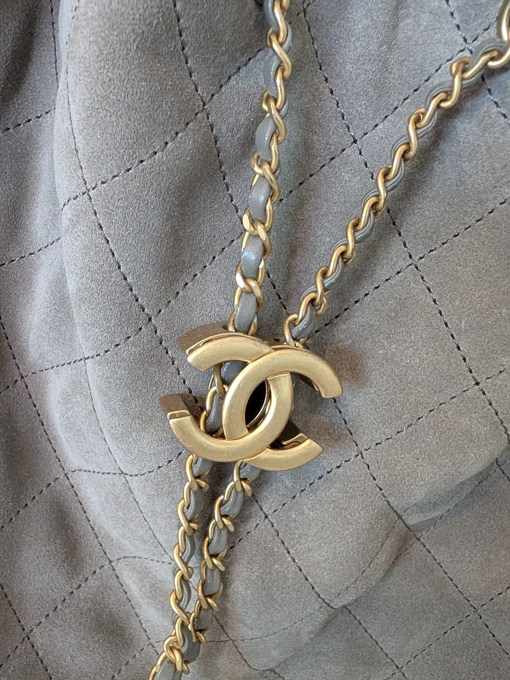 Chanel 25 Medium Grey Suede Shoulder Bag